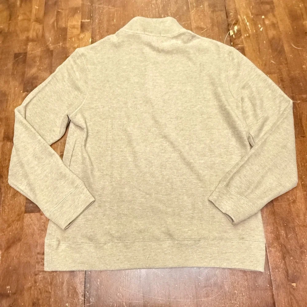 Banana Republic Quarter Zip Pullover Mens M Tan Textured Cotton Blend 1799236